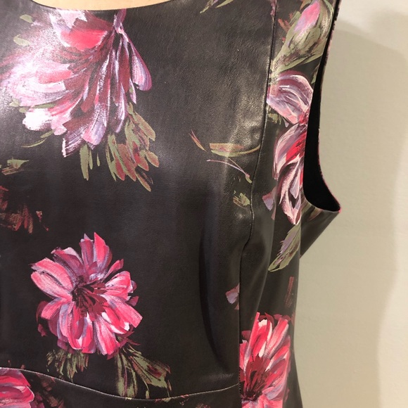 Calvin Klein Faux Leather Floral Dress - Picture 2 of 8